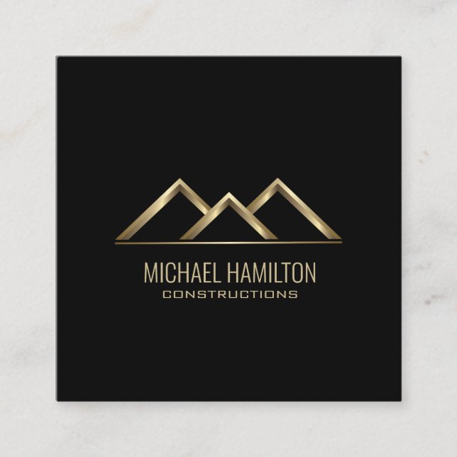 Professional simple real estate construction logo square business card (Front)