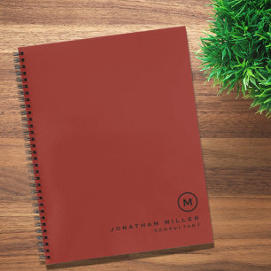 Professional Simple Red & Black Monogram Notebook
