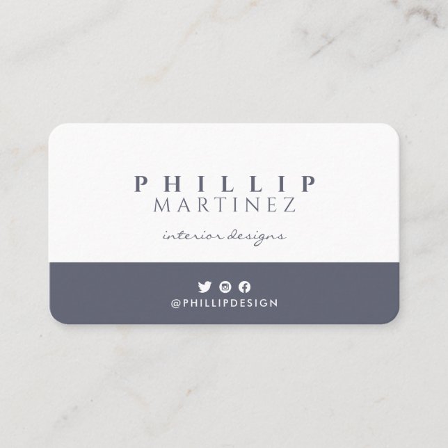 Professional Simple Teal Blue White Business Card (Front)