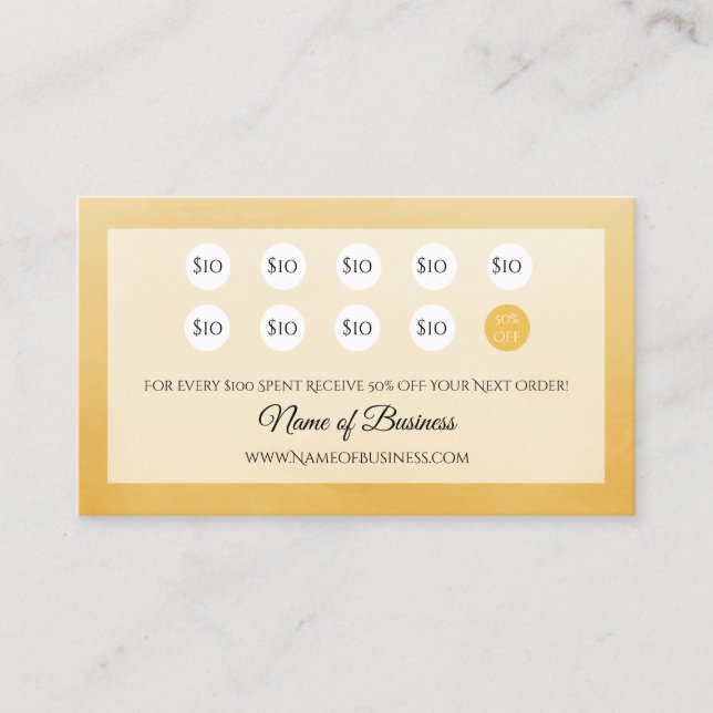 Professional Simple Yellow Punch Loyalty Rewards Card (Front)