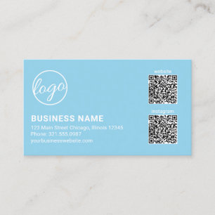 Professional Sky Blue Logo QR Code Modern Business Card