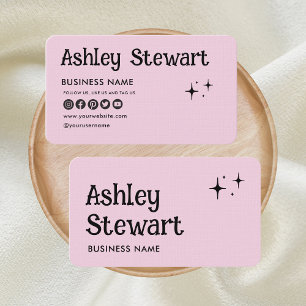 Professional Social Media Website Modern Pink Business Card