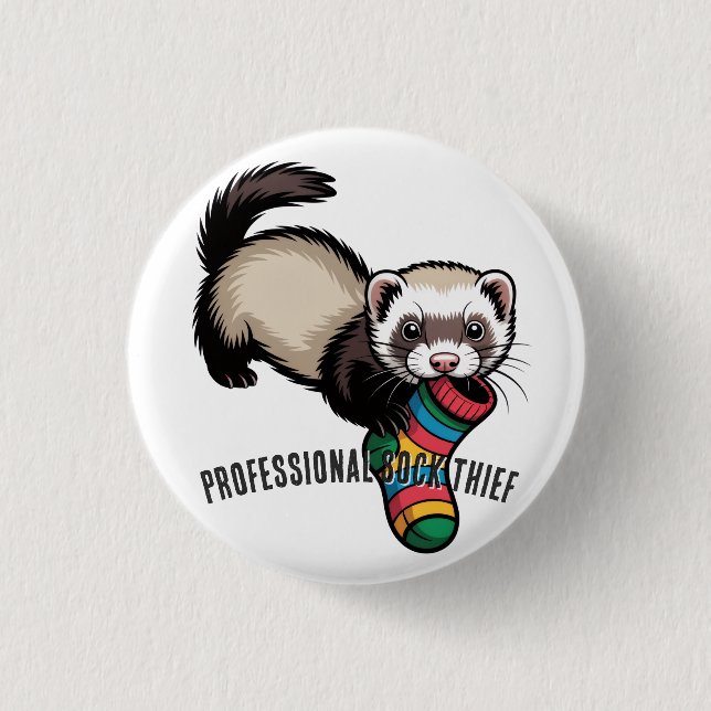 Professional Sock Thief 1 Inch Round Button (Front)