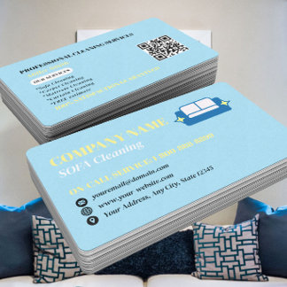 Professional Sofa Cleaning Logo QR Code Business Card