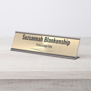 Professional Soft Gold Faux Metallic Custom Desk Name Plate