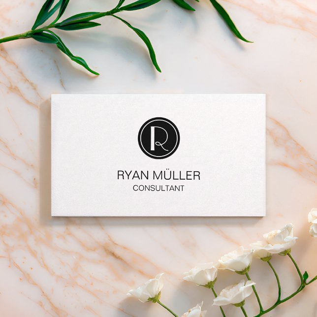 Professional Sophisticated Chic Plain and Monogram Business Card (Creator Uploaded)