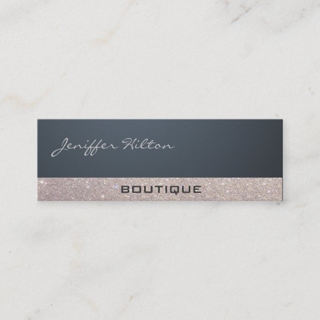 Professional sophisticated luxury glittery trendy mini business card (Front)