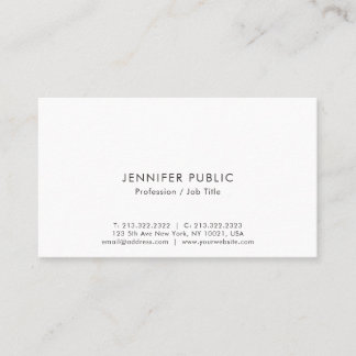 Professional Sophisticated Simple White Plain Business Card