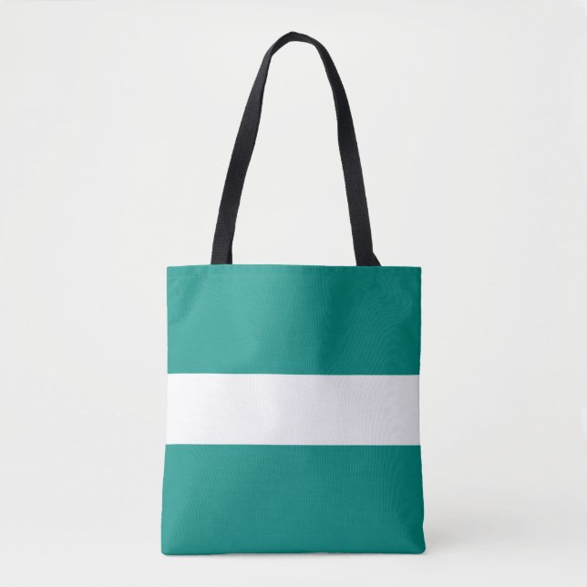 Professional Sophisticated Wide Teal White Stripes Tote Bag (Front)