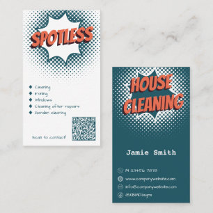 Professional Spotless Blue & White Cleaner  Business Card