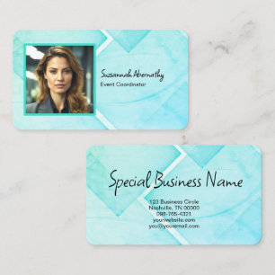 Professional Square Photo Abstract Blue Blocks Business Card