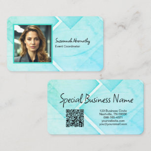 Professional Square Photo Abstract Blue Blocks Business Card