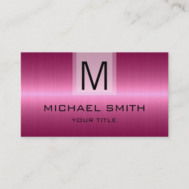 Professional Stainless Steel Metal Monogram #9 Business Card (Front)