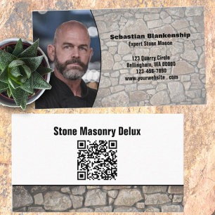 Professional Stone Wall Custom Photo QR Code Business Card