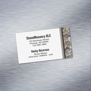 Professional Stonemason Rustic Rock Border Busines Magnetic Business Card