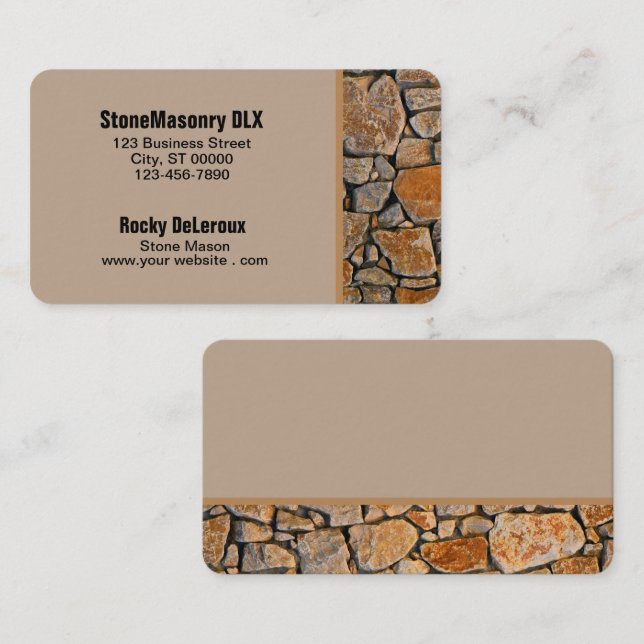 Professional Stonemason Rustic Rock Border Business Card (Front/Back)
