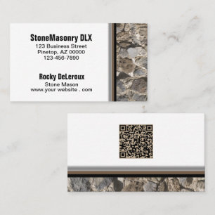 Professional Stonemason Rustic Rock Border QR Code Business Card
