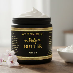 Professional Styled Black Gold Body Butter Labels.