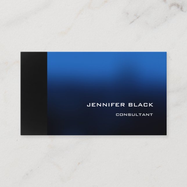 Professional Stylish Blue Dark Grey Modern Elegant Business Card (Front)