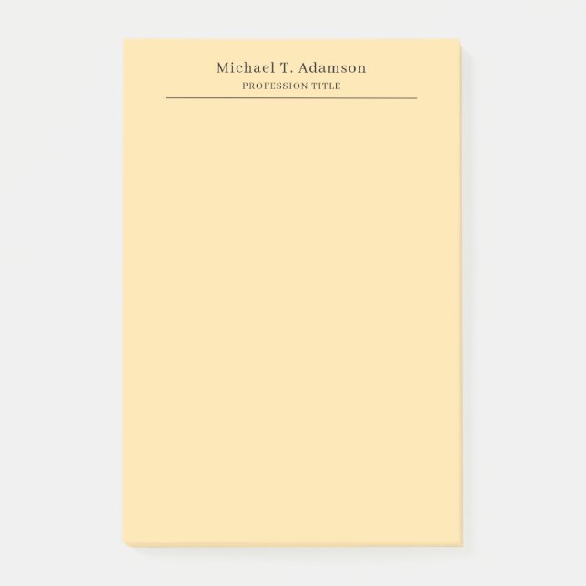 Professional Stylish Elegant Plain Modern Beige Post-it Notes (Front)