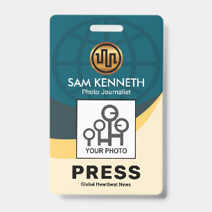 Professional Stylish Global Wave Press Staff Photo Badge