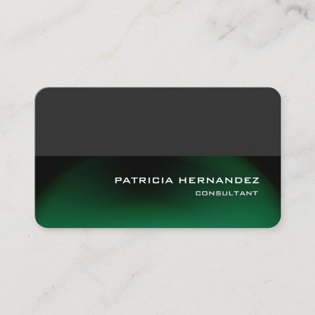 Professional Stylish Grey Green Modern Elegant Business Card (Front)