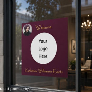 Professional Stylish Modern Photo Burgundy Window Cling