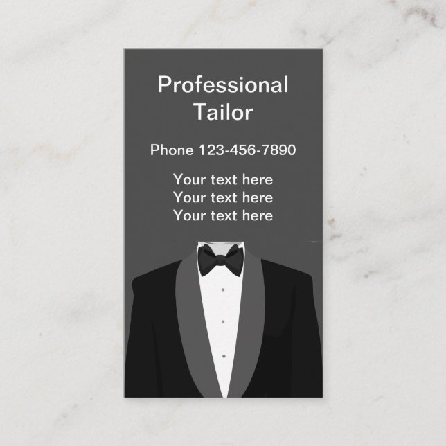 Professional Tailor And Seamstress Business Card (Front)