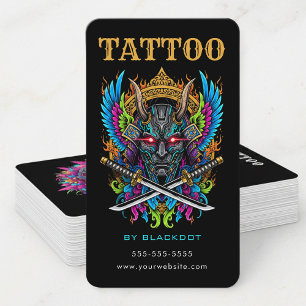 Professional Tattoo Artist Demon Mask Tattooist Business Card