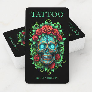 Professional Tattoo Artist Floral Skull Tattooist Business Card