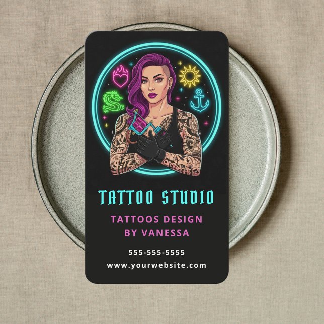Professional Tattoo Artist Tattoo Studio QR Code Business Card (Creator Uploaded)