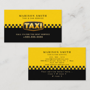 Professional Taxi Service Business Card