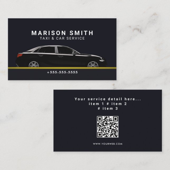 Professional Taxi Service  Business Card (Front/Back)