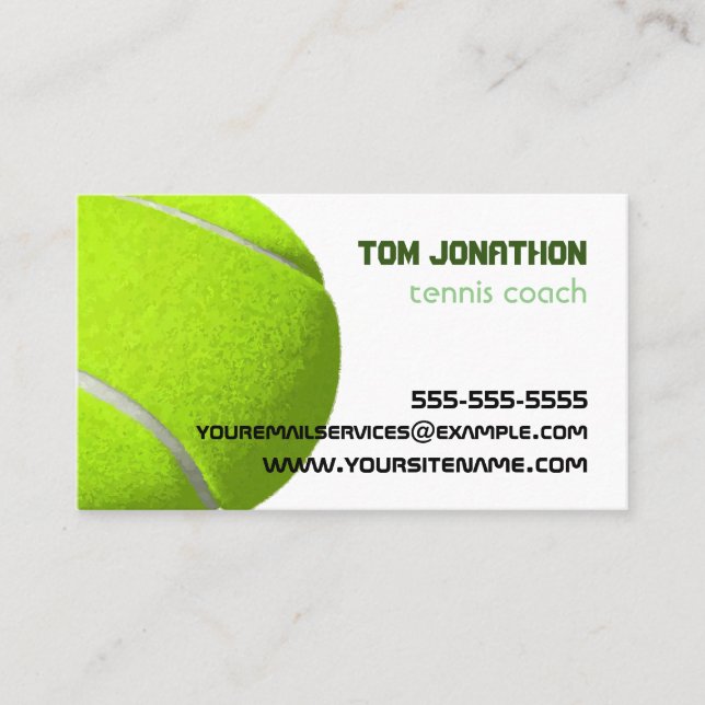 professional tennis coach Business Card (Front)