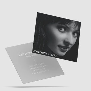 Professional Theatre Model Actress Photo Script Square Business Card