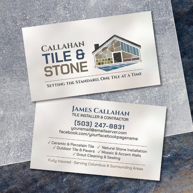 Professional Tile Installer - Stone Contractor Business Card (Creator Uploaded)