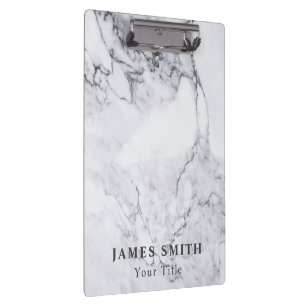 Professional Touch Name Customize White Marble Clipboard