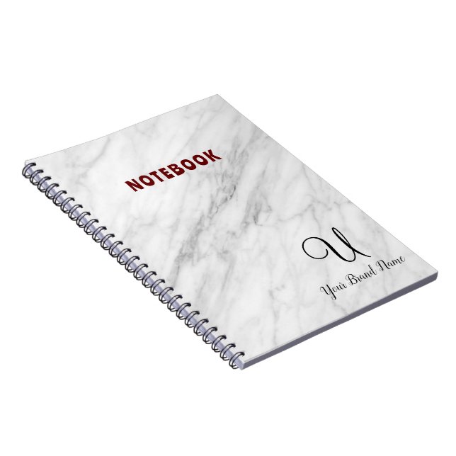 Professional Touch Name Customize White Marble Notebook (Right Side)