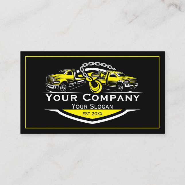 Professional Towing Company, Hauling Service Business Card (Front)