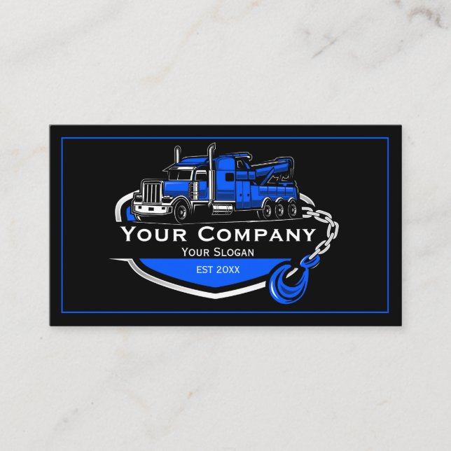Professional Towing Company, Hauling Service Business Card (Front)