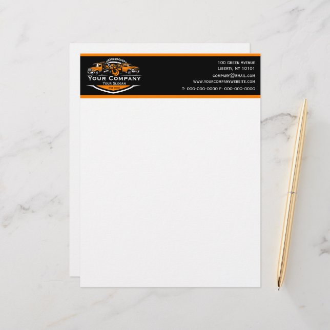 Professional Towing Company, Hauling Service Letterhead (Front/Back In Situ)