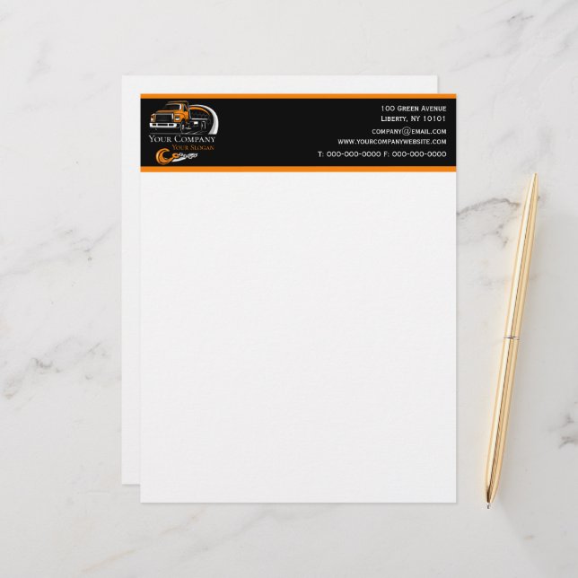 Professional Towing Company, Hauling Service Letterhead (Front/Back In Situ)