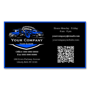 Professional Towing Company, Hauling Service Magnetic Business Card