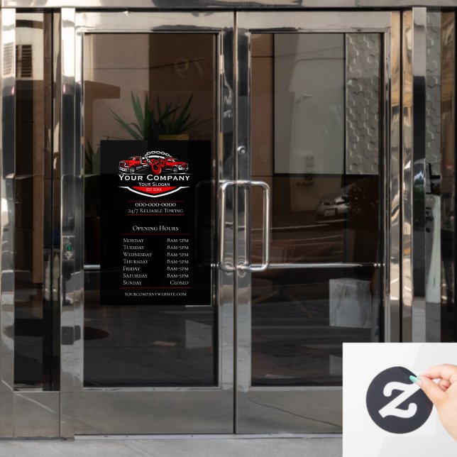 Professional Towing Company, Opening Hours Window Cling (Office Door)