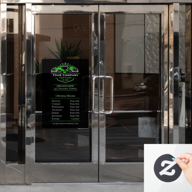 Professional Towing Company, Opening Hours Window Cling (Office Door)