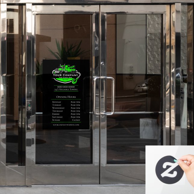 Professional Towing Company, Opening Hours Window Cling (Office Door)