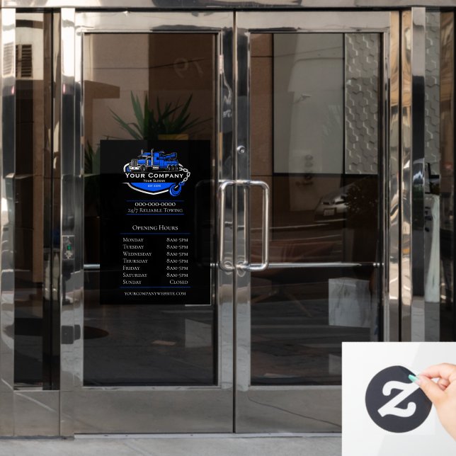 Professional Towing Company, Opening Hours Window Cling (Office Door)