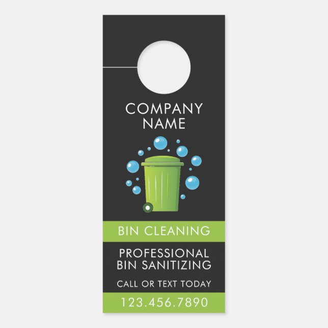 Professional Trash Can Cleaning Service QR Code Door Hanger (Front)