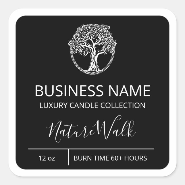 Professional Tree Black Soy Candle Product Labels (Front)