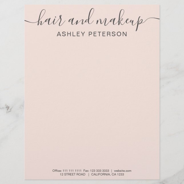 Professional trendy chic elegant typography blush letterhead (Front)